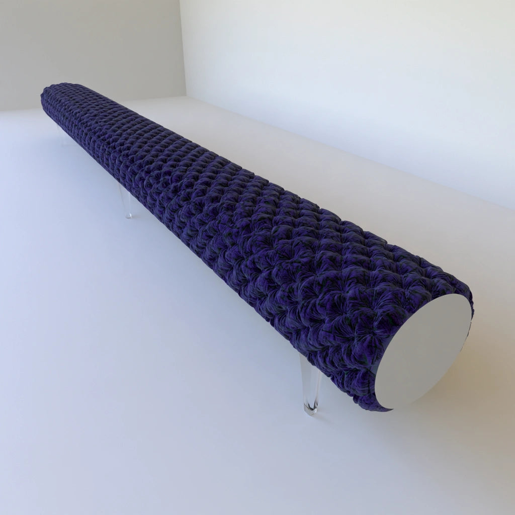 Opbergbank met fluwelen bekleding, kleur paars