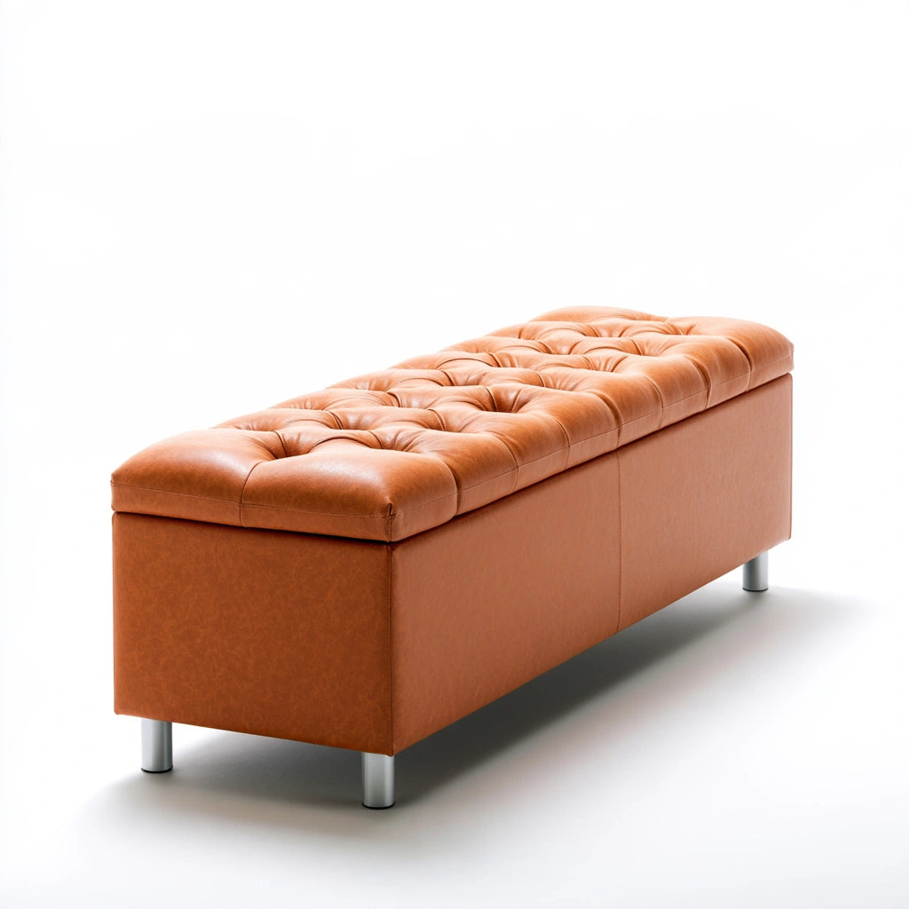 Opbergbank met kunstleren bekleding, kleur bruin