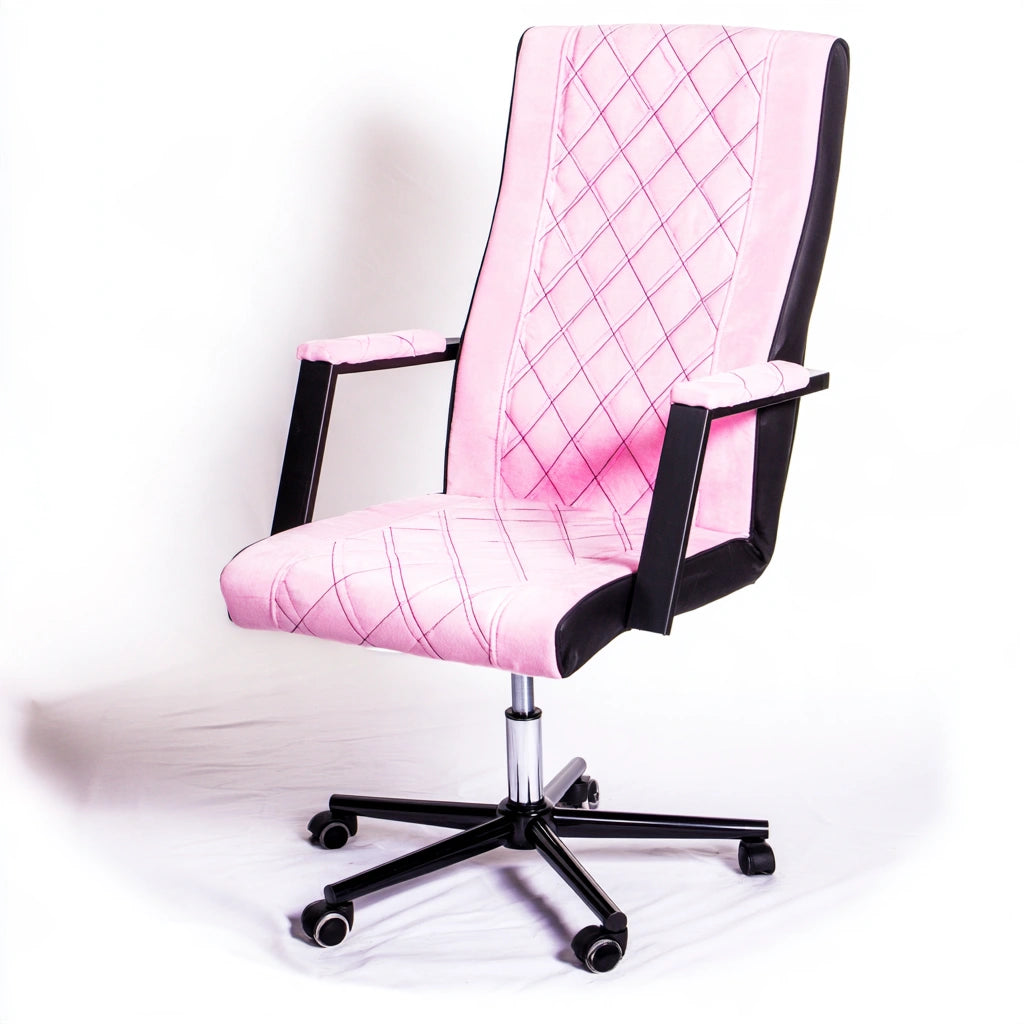 Ergonomische bureaustoel met stoffen bekleding, kleur roze en zwart