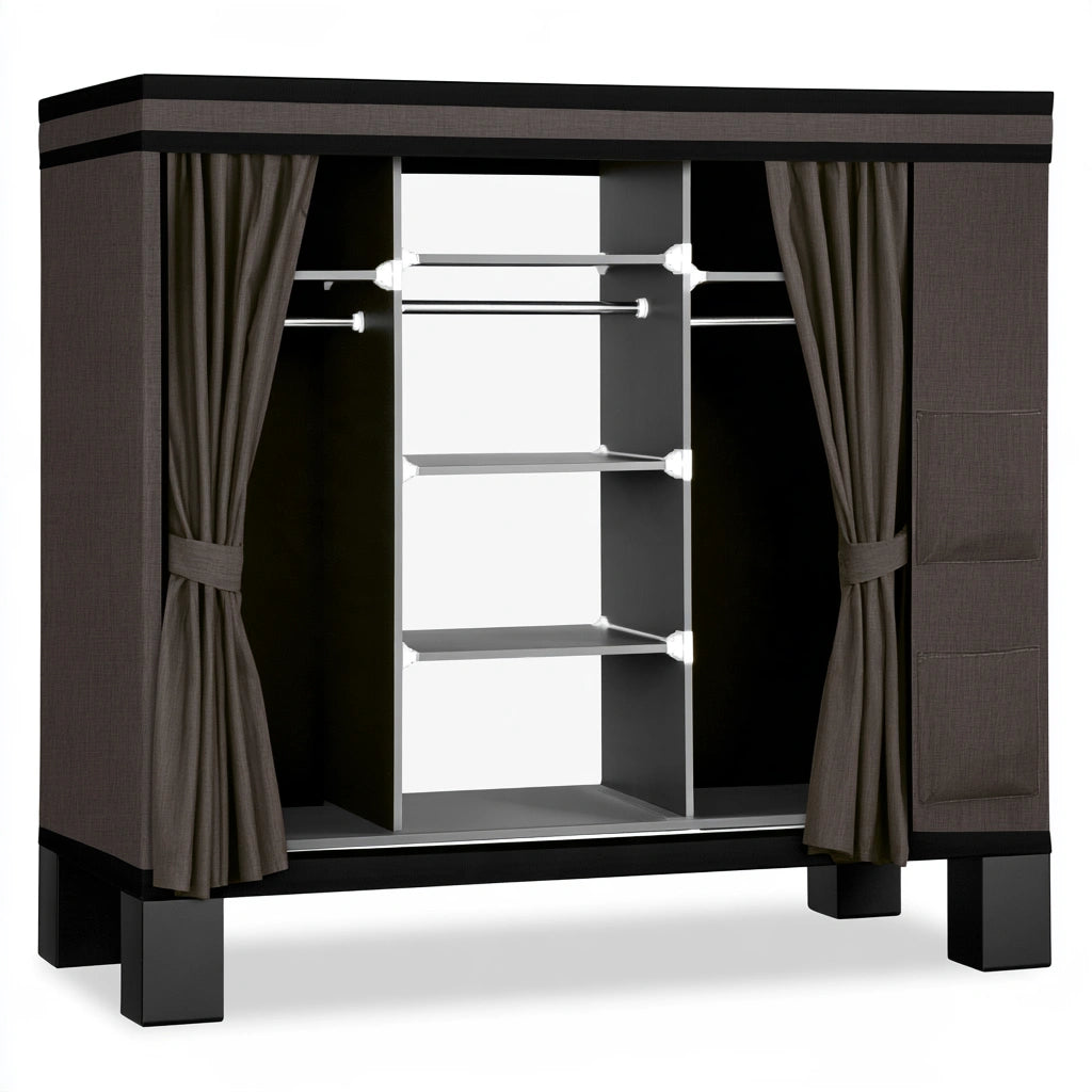 Kledingrek met stoffen bekleding, kleur bruin