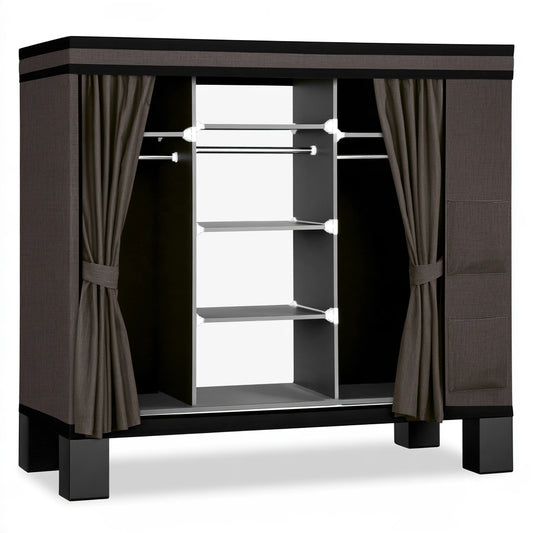 Kledingrek met stoffen bekleding, kleur bruin