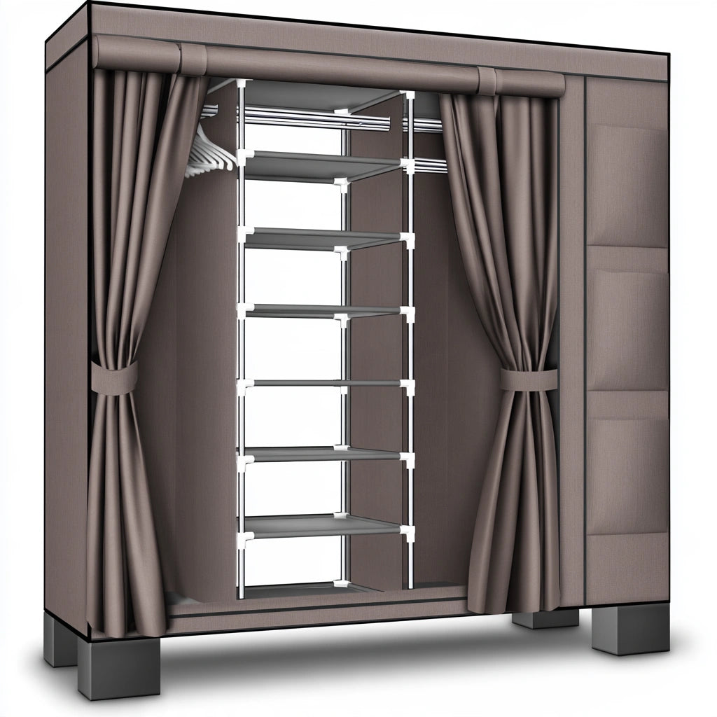 Kledingrek met stoffen bekleding, kleur bruin
