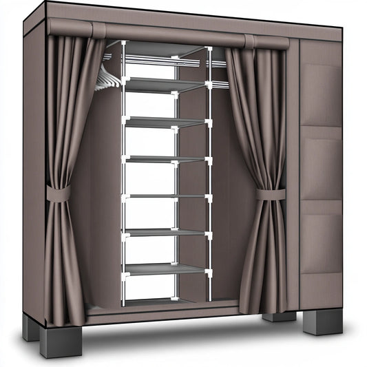 Kledingrek met stoffen bekleding, kleur bruin