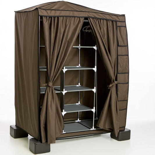 Kledingrek met stoffen bekleding, kleur bruin