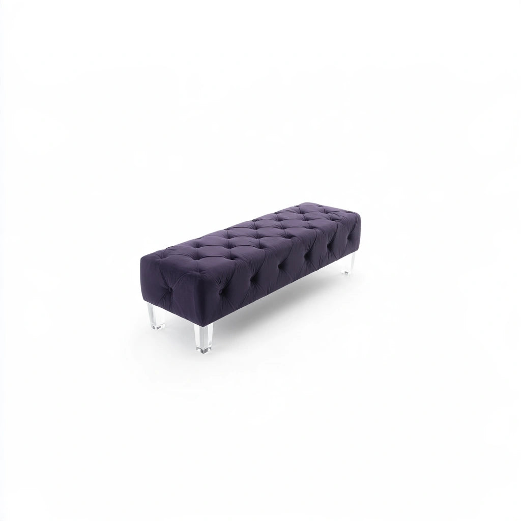 Opbergbank met fluwelen bekleding, kleur paars