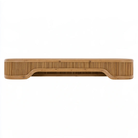 Silksurfaces bamboo storage shelf with three levels in natural brown, ideal for organizing living and garden spaces.
