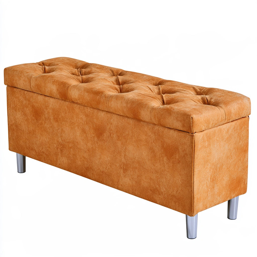 Opbergbank met kunstleren bekleding, kleur bruin